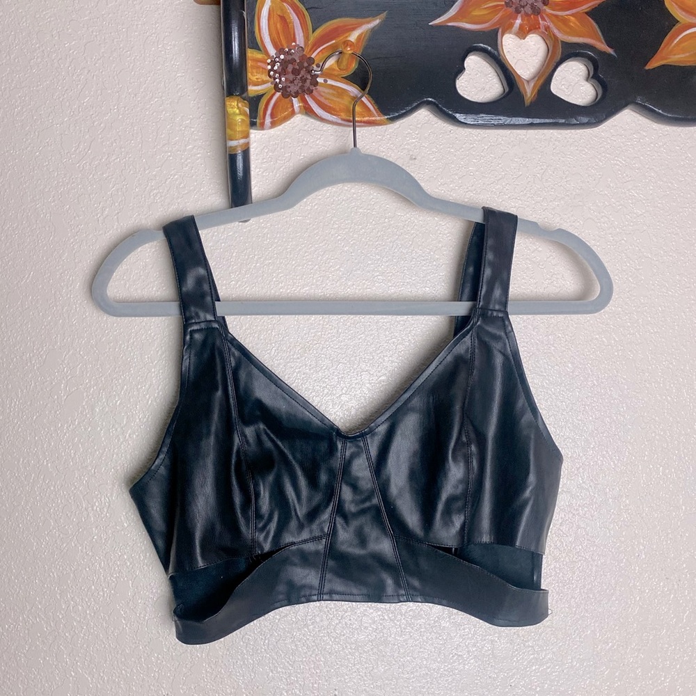 Pleather Crop top with Slits